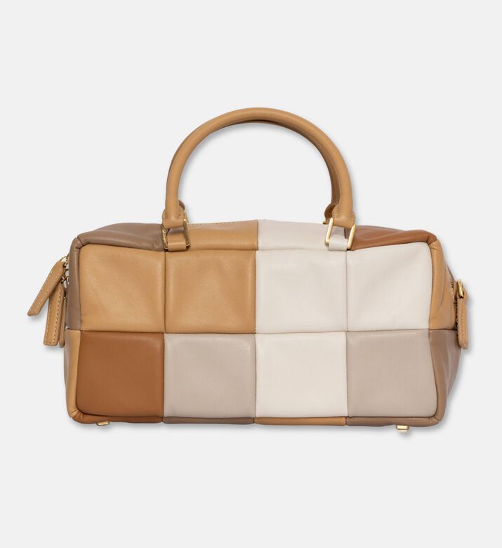 Mlouye Grid Leather Quilted Pattern Bag, Off-white, Packshot View
