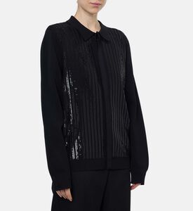 The Kooples Sequined Oversized Knit Polo Shirt, Model View