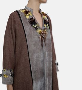 Dalia Al Azem Floral Appliques Printed Abaya, Model View