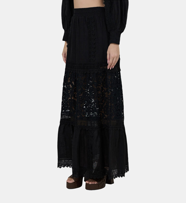 Reise Layered Lace Linen Skirt