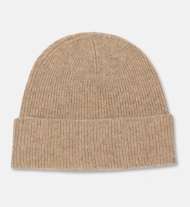 Galeries Lafayette Classic Ribbed Knit Hat, Dark-beige, Packshot View