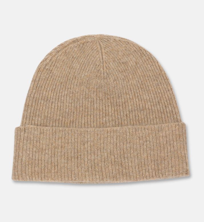 Galeries Lafayette Classic Ribbed Knit Hat, Dark-beige, Packshot View