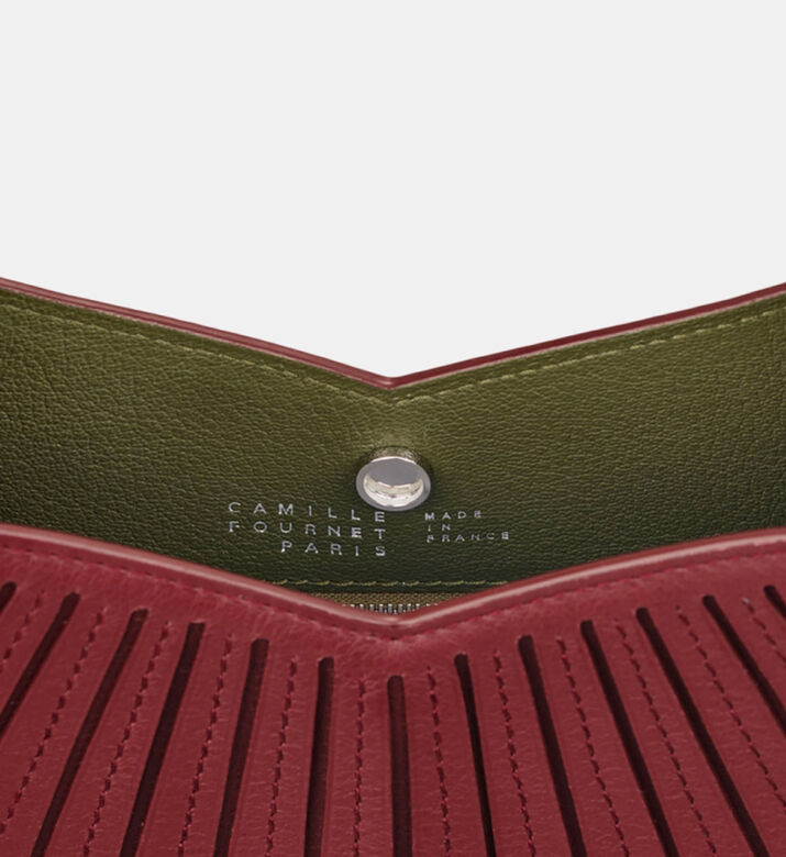 Camille Fournet Balancier Calf Leather Pleated Handbag, Burgundy, Packshot View