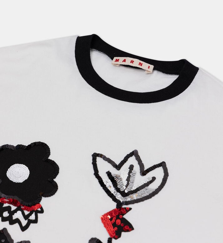 Cotton Sequin-embellished T-shirt Cotton Sequin-embellished T-shirt