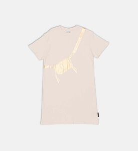 فستان قطن بطبعة بأكمام قصيرة