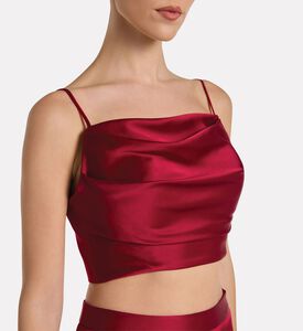 Savanna Draped Fitted Crop Top, Burgundy, S, Model View