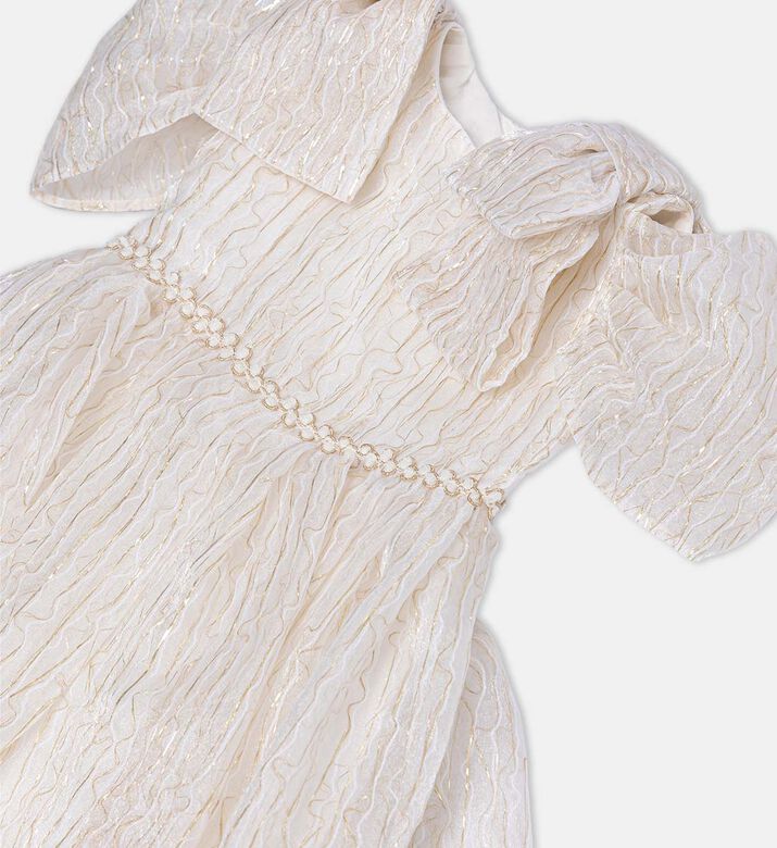 Golden-threaded Shoulder Bows Dress