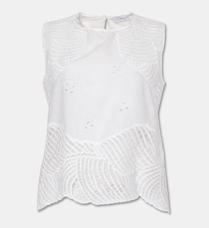Beatrice B Cotton Embroidered Sleeveless Top, Packshot View