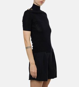Edward Achour Paris High Neck Short-sleeve Top, Model View