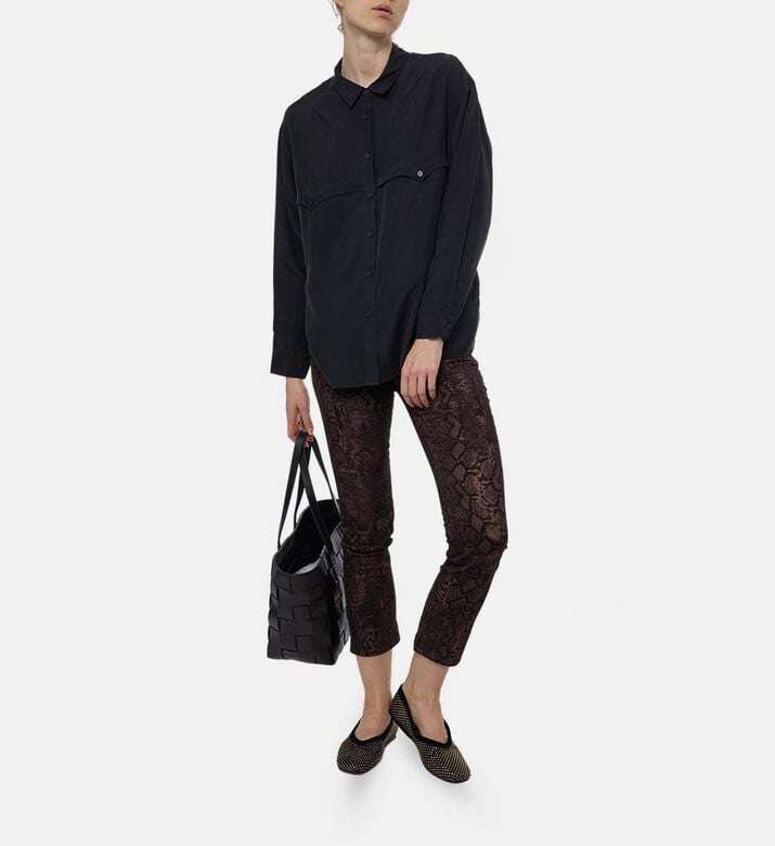 Ba and Sh Snake Skin-print Flared Pants, Model View Ba and Sh Snake Skin-print Flared Pants, Model View