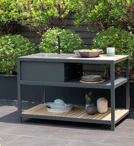 طاولة مطبخ خارجية من خشب الساج العنبر