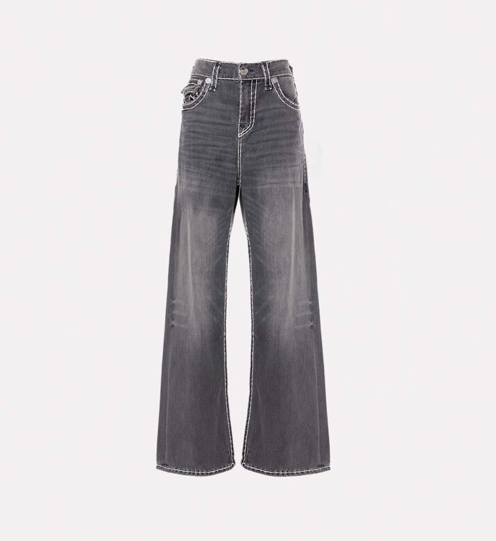 Contrast Stitching Dark Wash Flared Jeans