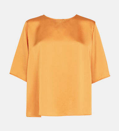 Satin Round Neck Fluid Top