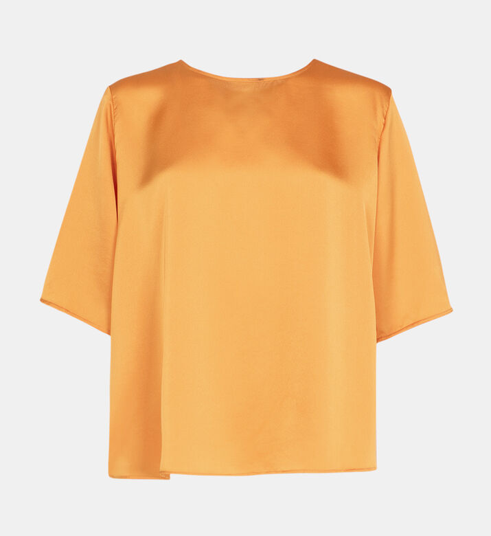 Satin Round Neck Fluid Top