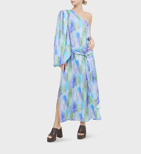 فستان ماكسي بأكمام بالون وربطة عنق