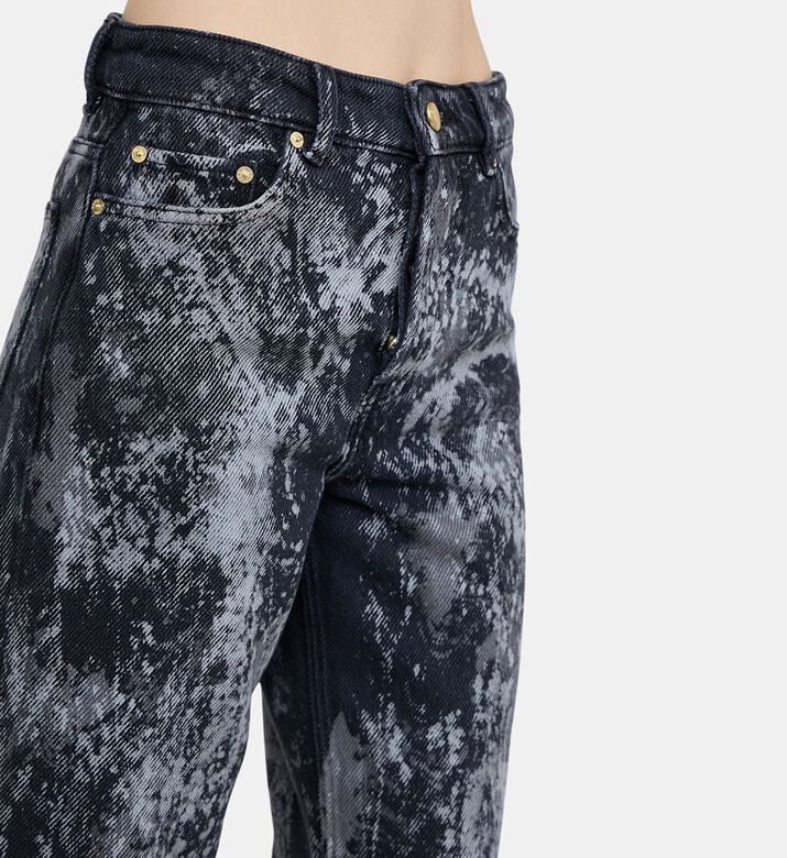 بنطال جينز إيزي بقماش دنيم ثقيل بغسل رخامي