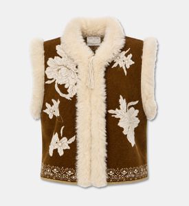 Forte-Forte Lotus Embroidered Shearling-trim Vest, Packshot View