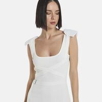 Harness Knit Shoulder Pads Dress
