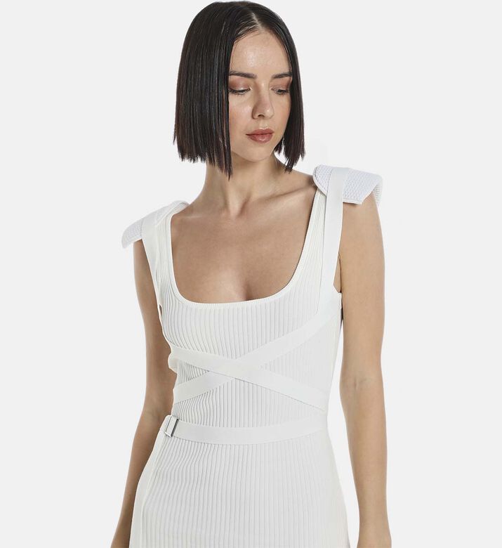 Harness Knit Shoulder Pads Dress