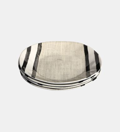 Melamine Striped Plate 4-piece Set