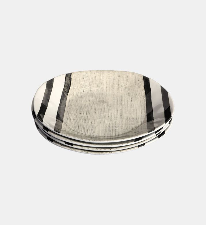 Melamine Striped Plate 4-piece Set