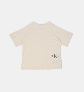 تيشيرت قطن بقصة مربعة ولوغو