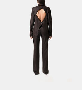 قميص بلوغو بلون الخشب مفتوح الظهر