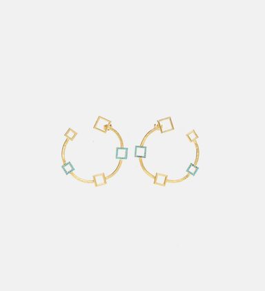 Geometric Turquoise Stones Earrings