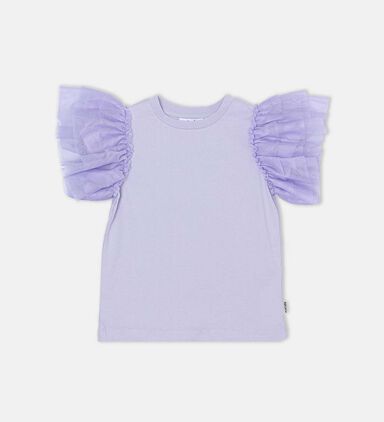 Robyn Tulle Ruffle-sleeve T-shirt