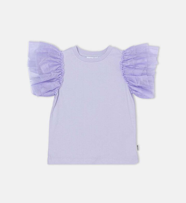 Robyn Tulle Ruffle-sleeve T-shirt