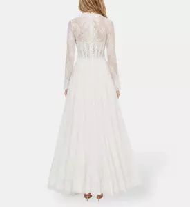 L Atelier Du Luxe Chantilly Lace Long-sleeve Gown, Model View