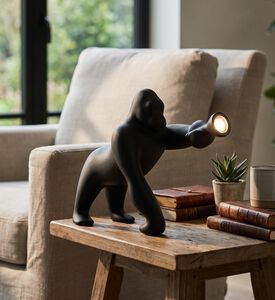 Qeeboo Kong Adjustable Arm Floor Lamp, Black, 56x35x58-cm, Packshot View