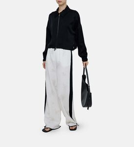 Linen Embroidered Satin Details Trousers