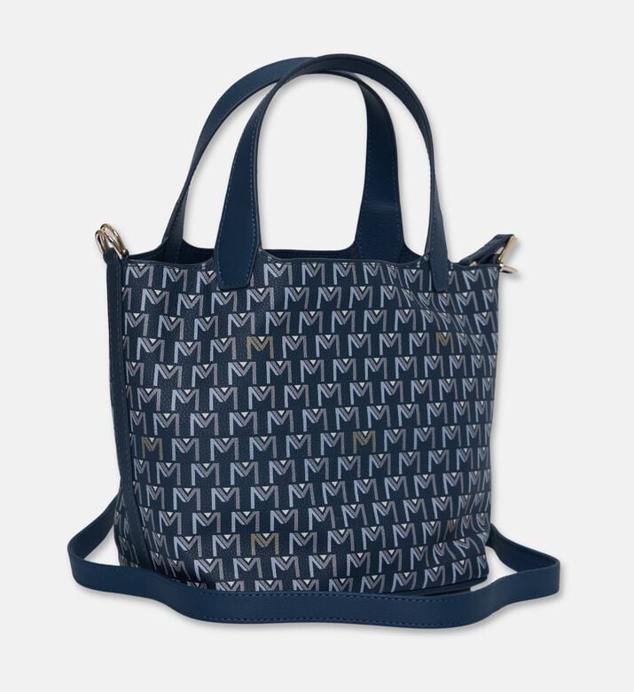 Maya.M Soft Monogram Mini Bucket Tote Bag, Navy, Packshot View