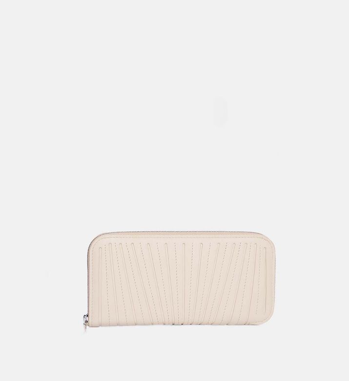 Camille Fournet Pleated Calf Leather Wallet, Cream, Packshot View