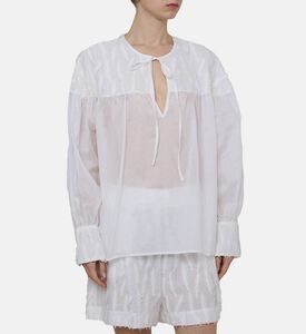 Leaves Tie-neck Blouse