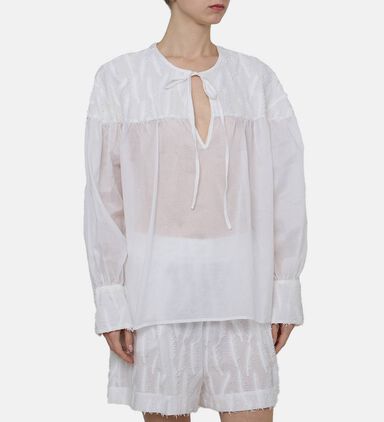 Leaves Tie-neck Blouse