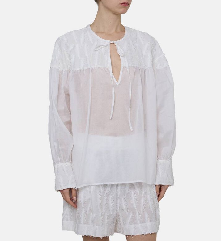 Leaves Tie-neck Blouse