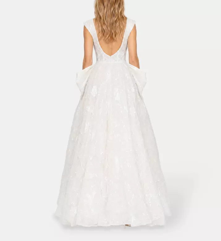 L Atelier Du Luxe Beaded Lace Embellished Gown, Model View