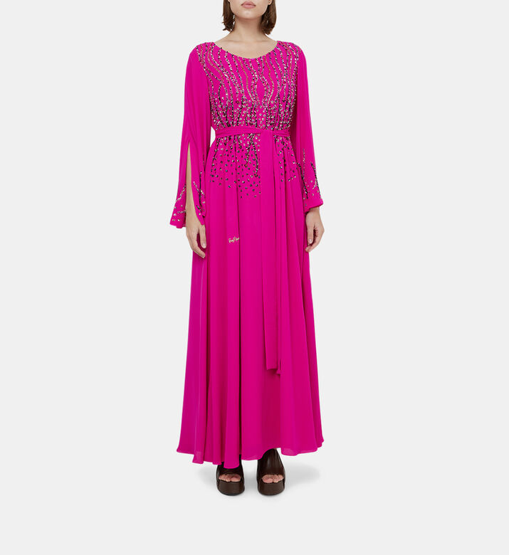 Embellished Belted Maxi Gown