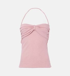 بلوزة بدون أكمام بياقة ملتفة حول العنق