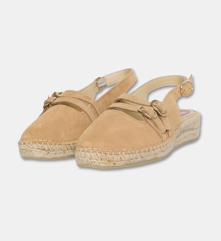 Salvi Espadrille Slingback Triple Buckle Straps Flats, Camel, Eu-41, Packshot View