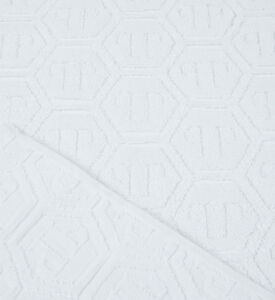 Philip Plein Cotton Hexagon Design Bath Towel, White, 95x150-cm, Packshot View