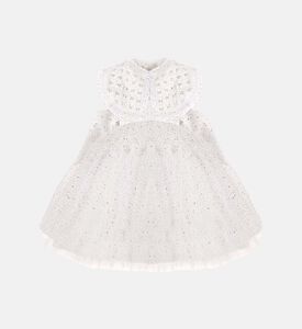 فستان تول بطبعة قماش فضي