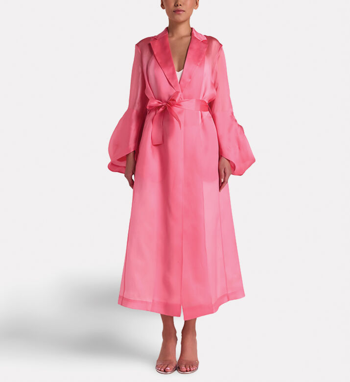 Savanna Silk Organza Summer Coat, Pink, S-m, Model View