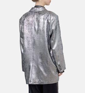 جاكيت بصف أزرار واحد بتأثير معدني