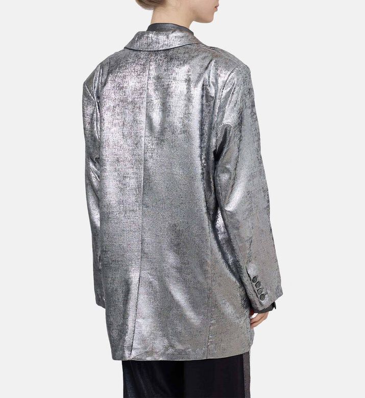 جاكيت بصف أزرار واحد بتأثير معدني