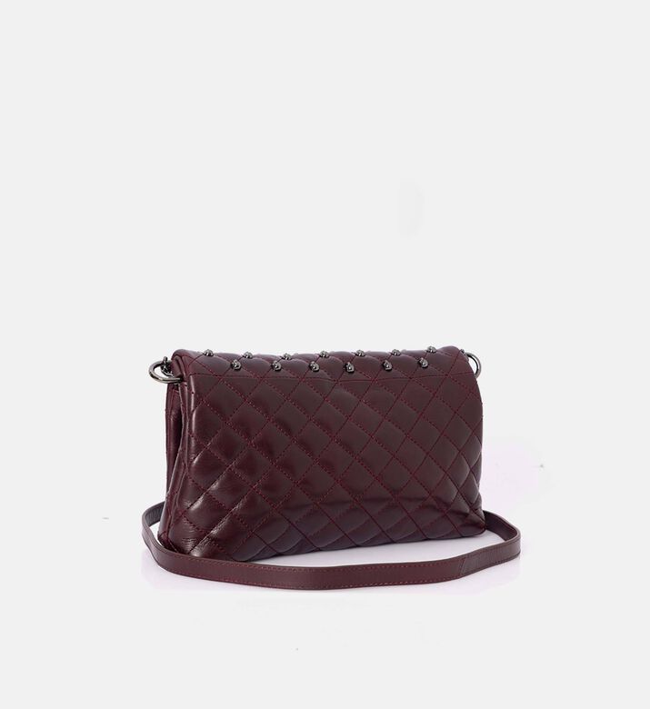The Kooples All-over Skull Studs Quilted Crossbody Bag, Burgundy, Packshot View