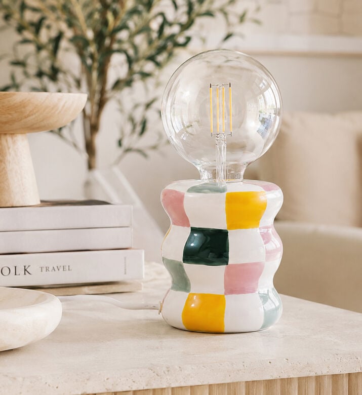 Que Rico Ceramic Patchwork Pattern Lamp, Packshot View
