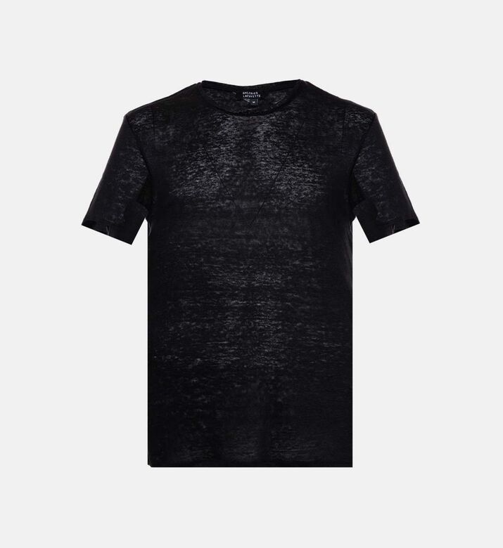 Linen Washed-effect Crewneck T-shirt